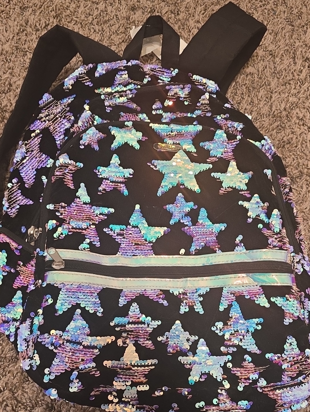Black Sequin Star Backpack Skirt - Iridescent Star Pattern